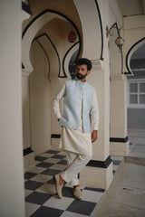 soft blue embroidered waistcoat