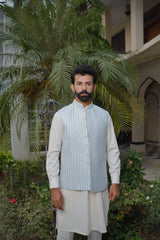 soft blue embroidered waistcoat