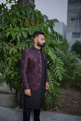 Maroon embroidered noble prince coat