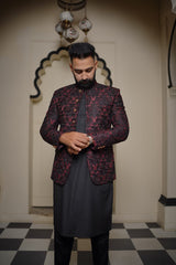 Maroon embroidered noble prince coat