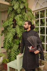 Aristocratic Black embroidered sherwani