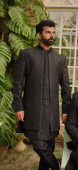 Royal open style sherwani with pintex