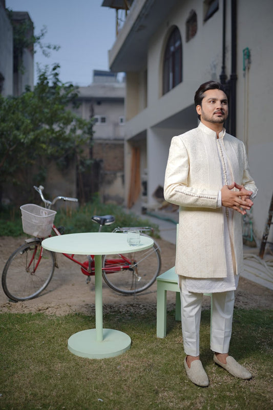 Signature open short sherwani
