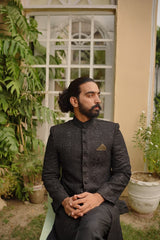 Aristocratic Black embroidered sherwani
