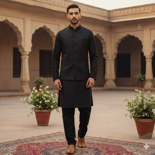 Tropical black waistcoat